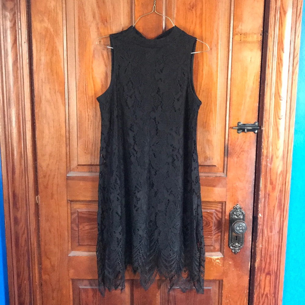 Black lace shift dress